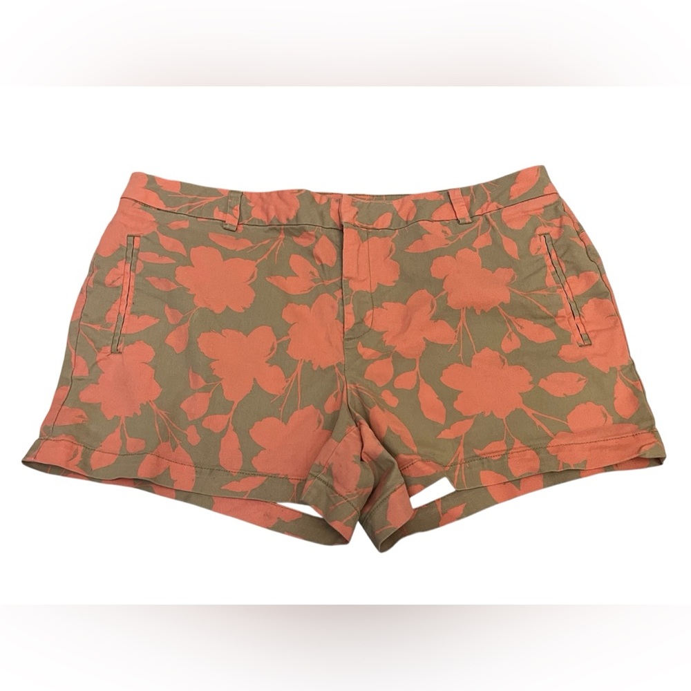 JCPenney Coral and Olive Floral Women's Shorts
